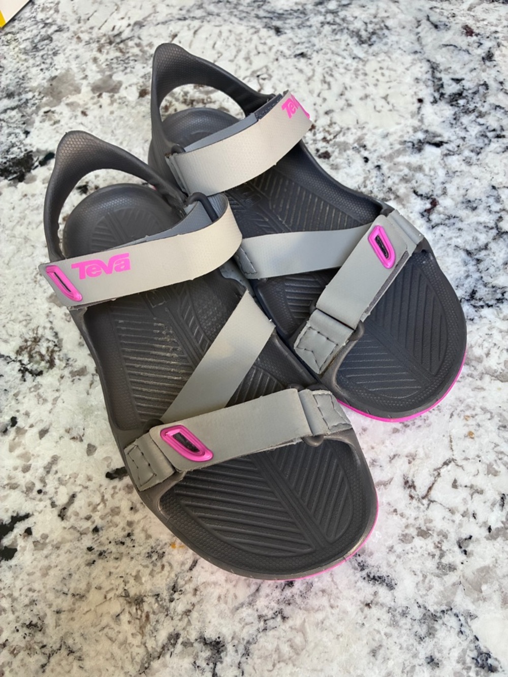 Teva Gray Sport Sandals with Subtle Pink Trim